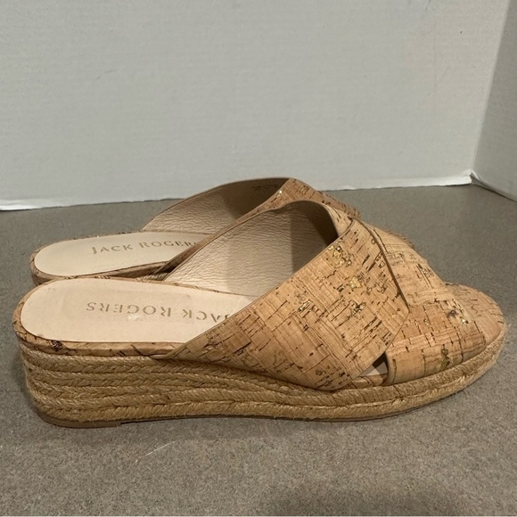 Jack Rogers Women’s Sloan Beige Cork Wedge Espadrille Sandals Slip-on Size 9M - Picture 1 of 9